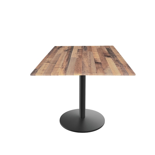 30 Tall OD214 Black Table Base w22 Diameter foot and 32x32 Square Rustic Top, IndoorOutdoor